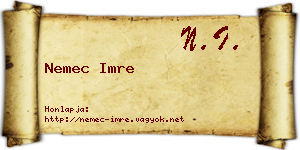 Nemec Imre névjegykártya